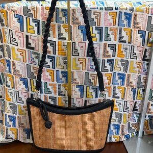 Black and Tan Shoulder Bag - missing one black strap.  See pics.